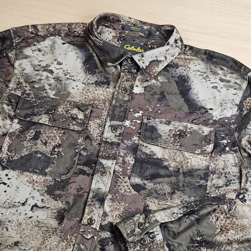 Cabela M2 Octane Camo Button Up Shirt Mens XL Classic Long Sleeve Hunting